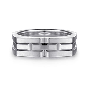 925 Sterling Silver Geometric Men's Ring in Satin Finish