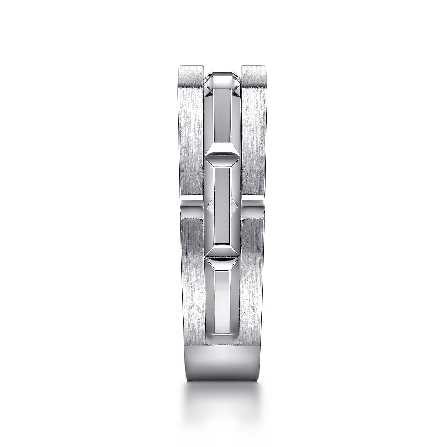 925 Sterling Silver Geometric Men's Ring in Satin Finish - Shot 4