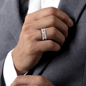 925 Sterling Silver Geometric Men's Ring in Satin Finish