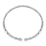 925 Sterling Silver Geometric Open Cuff Bracelet With Black Spinel Stations