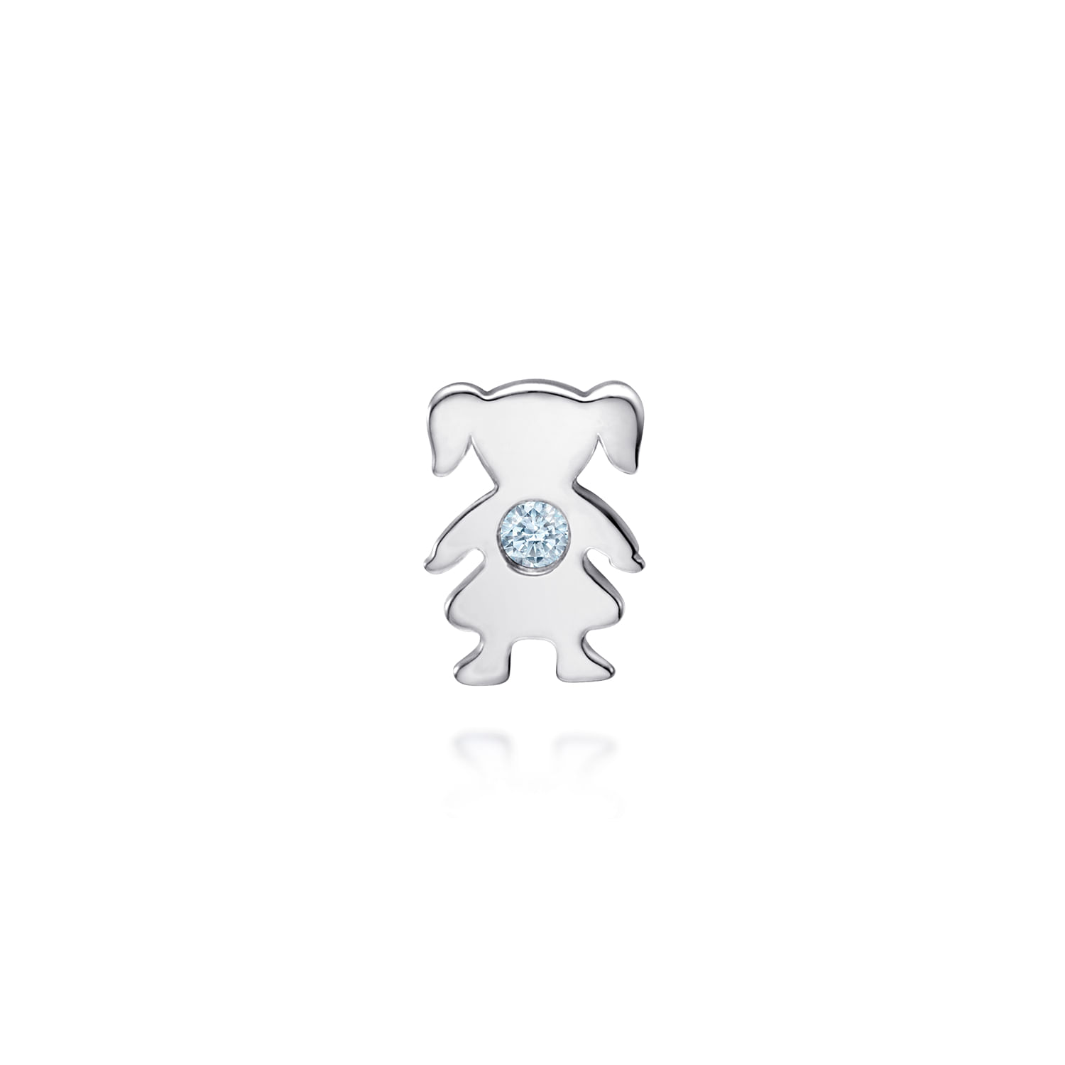 925 Sterling Silver Girl Figurine with Aquamarine Stone Pendant