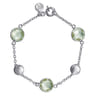 925 Sterling Silver Green Amethyst Station Bracelet