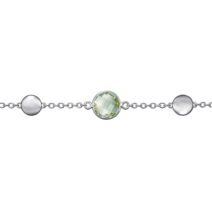 925 Sterling Silver Green Amethyst Station Bracelet