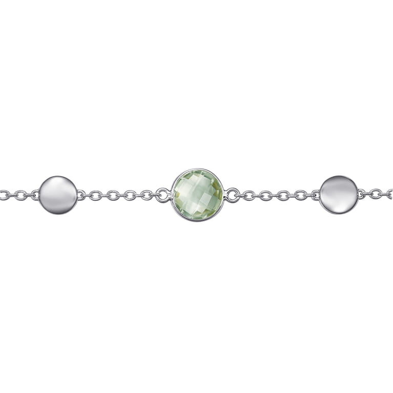 925 Sterling Silver Green Amethyst Station Bracelet - Shot 2