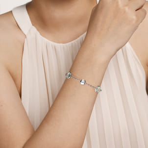 925 Sterling Silver Green Amethyst Station Bracelet