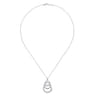 925 Sterling Silver Hammered Layered Circle White Sapphire Pendant Necklace