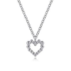 925 Sterling Silver Heart Beaded Necklace