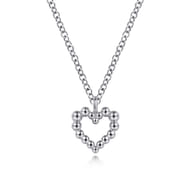 925 Sterling Silver Heart Beaded Necklace