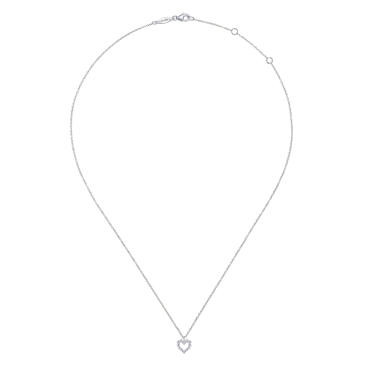 925 Sterling Silver Heart Beaded Necklace - Shot 2