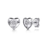 925 Sterling Silver Heart Diamond Cut Stud Earrings - 0.02 ct
