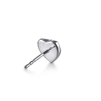 925 Sterling Silver Heart Diamond Cut Stud Earrings