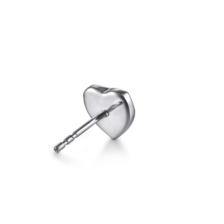925 Sterling Silver Heart Diamond Cut Stud Earrings - 0.02 ct - Shot 2