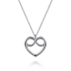 925 Sterling Silver Heart Love Knot Pendant Necklace