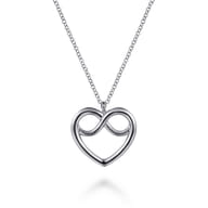 925 Sterling Silver Heart Love Knot Pendant Necklace