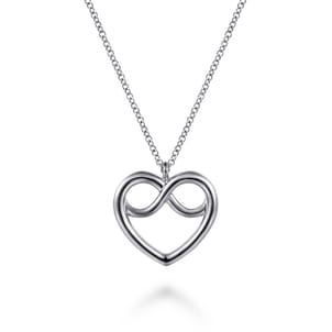 925 Sterling Silver Heart Love Knot Pendant Necklace