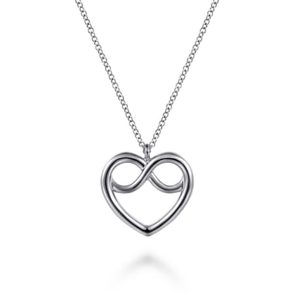 925 Sterling Silver Heart Love Knot Pendant Necklace