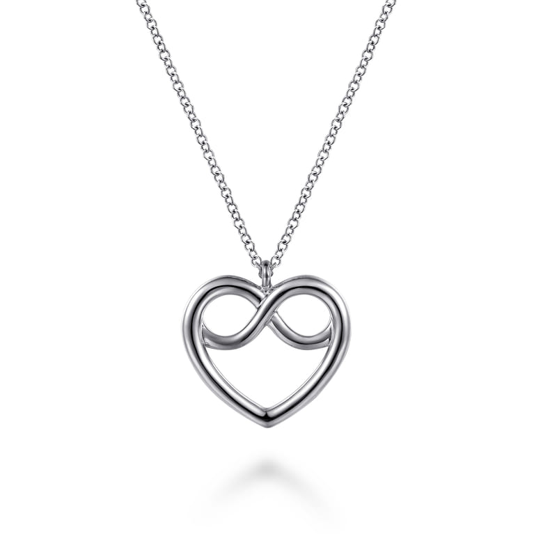 925 Sterling Silver Heart Love Knot Pendant Necklace - Shot 1