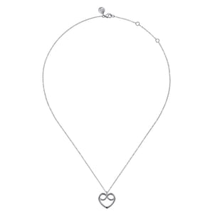 925 Sterling Silver Heart Love Knot Pendant Necklace