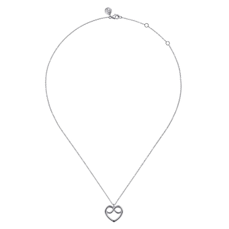 925 Sterling Silver Heart Love Knot Pendant Necklace - Shot 2