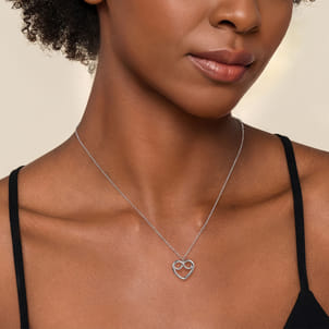 925 Sterling Silver Heart Love Knot Pendant Necklace