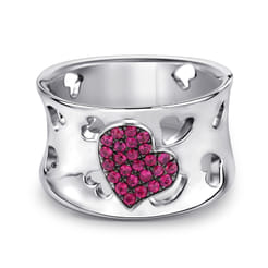 925 Sterling Silver Heart Ruby Ladies Ring