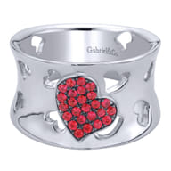 925 Sterling Silver Heart Ruby Ladies Ring
