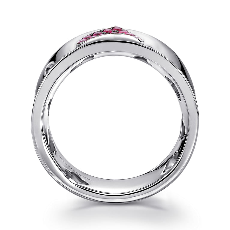 925 Sterling Silver Heart Ruby Ladies Ring - Shot 2