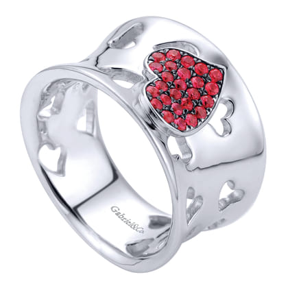 925 Sterling Silver Heart Ruby Ladies Ring