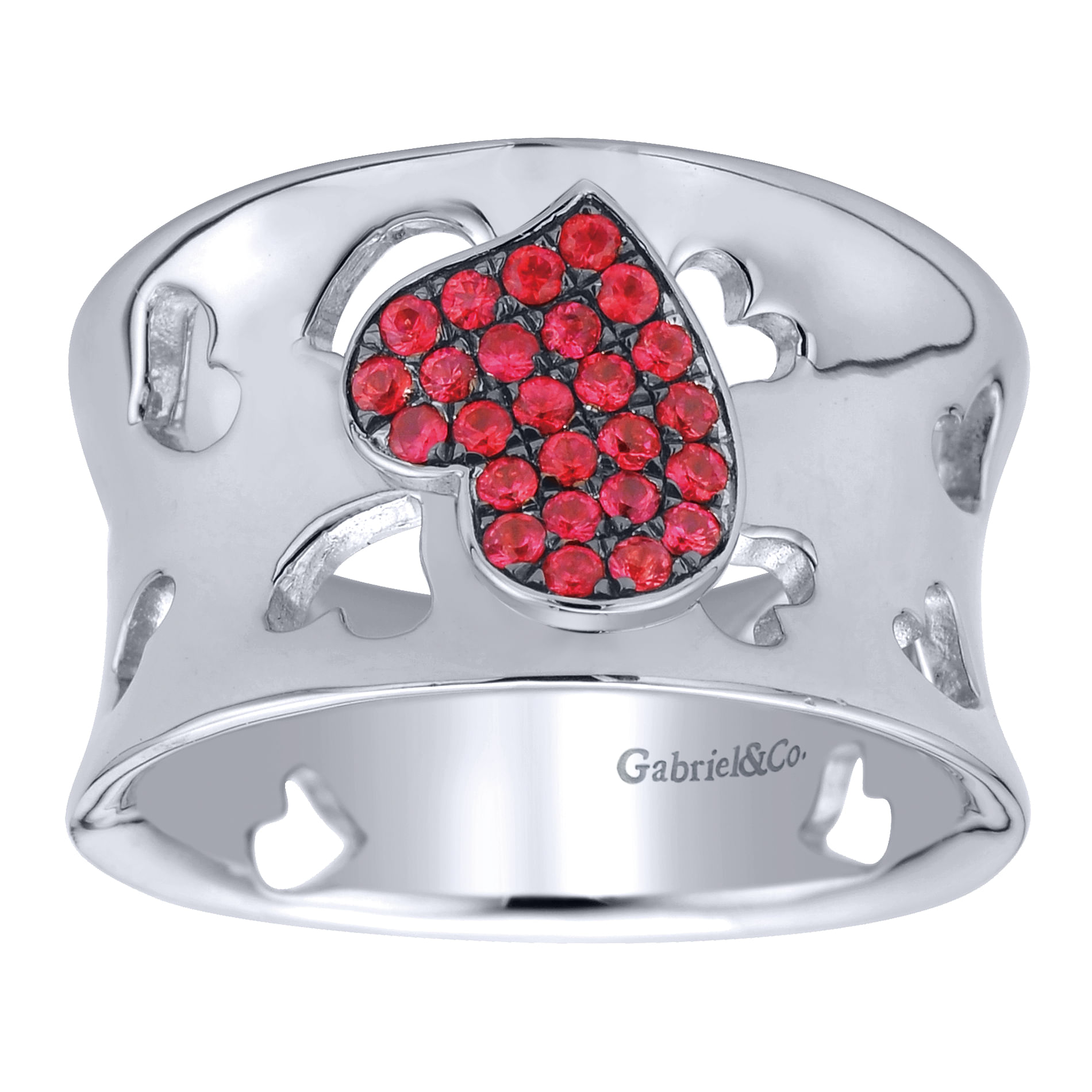925 Sterling Silver Heart Ruby Ladies Ring