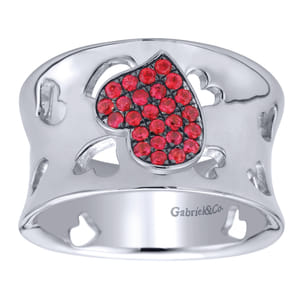 925 Sterling Silver Heart Ruby Ladies Ring