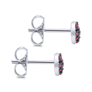 925 Sterling Silver Heart Shaped Ruby Stud Earrings