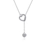 925 Sterling Silver Hearts Y Knot Necklace