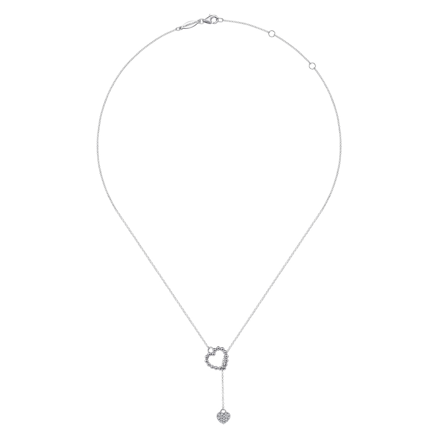 925 Sterling Silver Hearts Y Knot Necklace