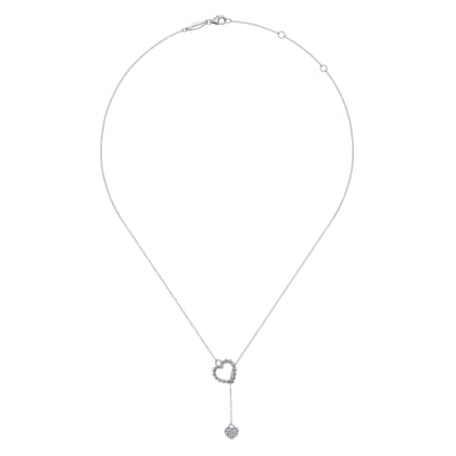 925 Sterling Silver Hearts Y Knot Necklace