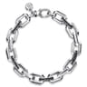 925 Sterling Silver Hollow Faceted Chain Black Spinel Bracelet