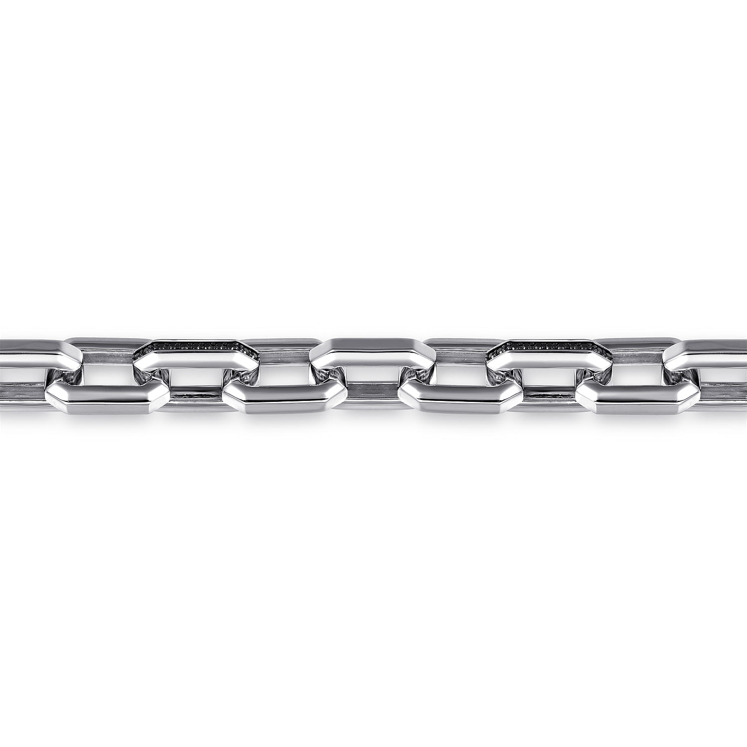 925 Sterling Silver Hollow Faceted Chain Black Spinel Bracelet - Shot 2