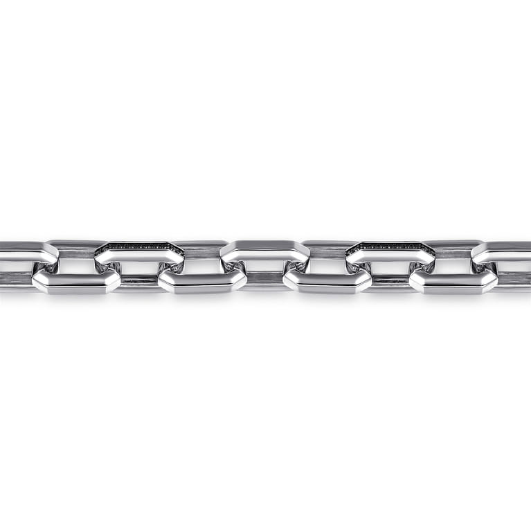 925 Sterling Silver Hollow Faceted Chain Black Spinel Bracelet - Shot 2