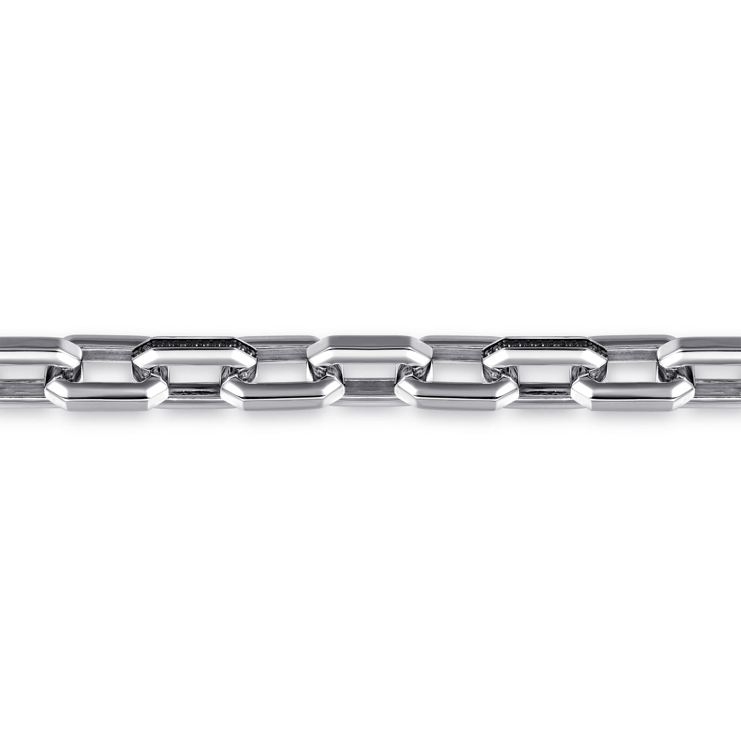 925 Sterling Silver Hollow Faceted Chain Black Spinel Bracelet - Shot 2
