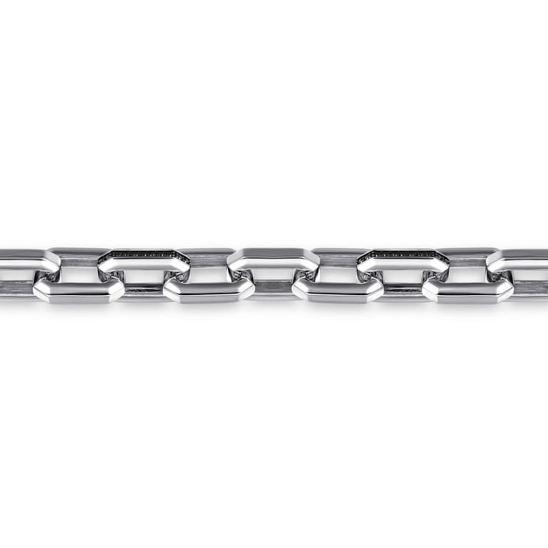 925 Sterling Silver Hollow Faceted Chain Black Spinel Bracelet - Shot 2