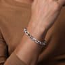 925 Sterling Silver Hollow Faceted Chain Black Spinel Bracelet