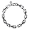 925 Sterling Silver Hollow Faceted Chain Black Spinel Bracelet