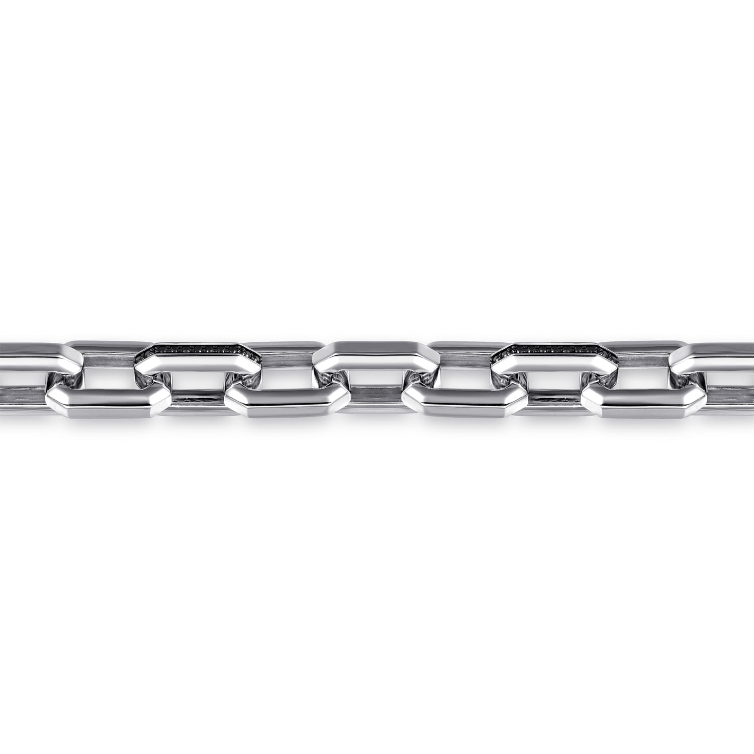 925 Sterling Silver Hollow Faceted Chain Black Spinel Bracelet - Shot 2
