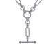 925 Sterling Silver Hollow Tube Link Bujukan and White Sapphire Y Necklace