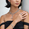 925 Sterling Silver Hollow Tube Link Bujukan and White Sapphire Y Necklace