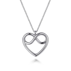 925 Sterling Silver Infinity Heart Pendant Necklace
