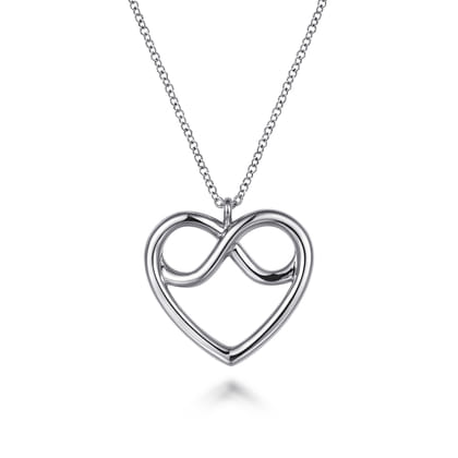 925 Sterling Silver Infinity Heart Pendant Necklace