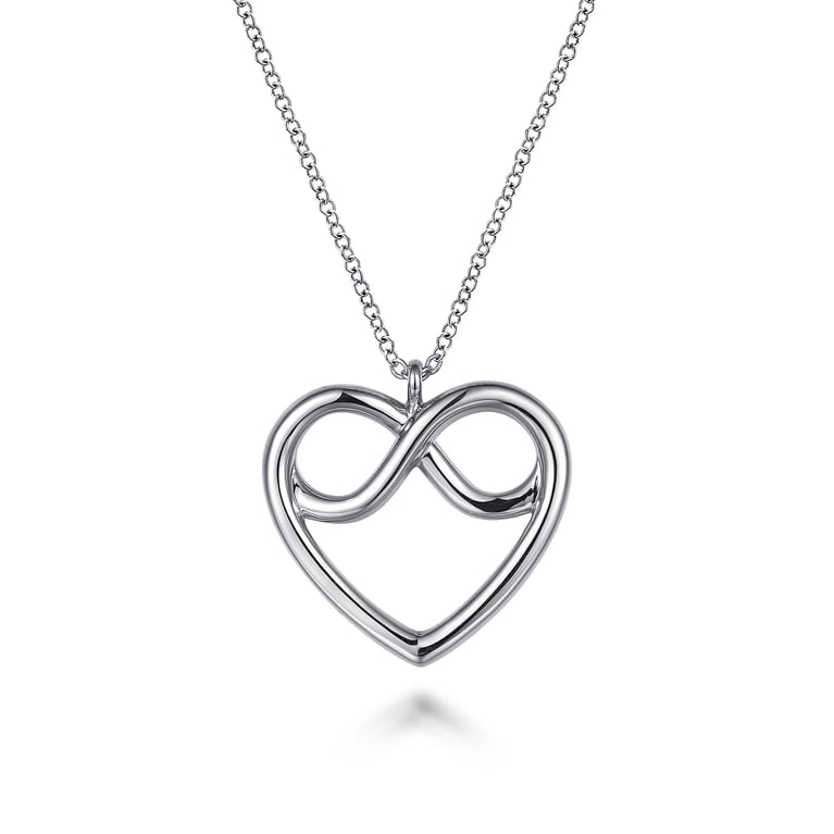 925 Sterling Silver Infinity Heart Pendant Necklace - Shot 1