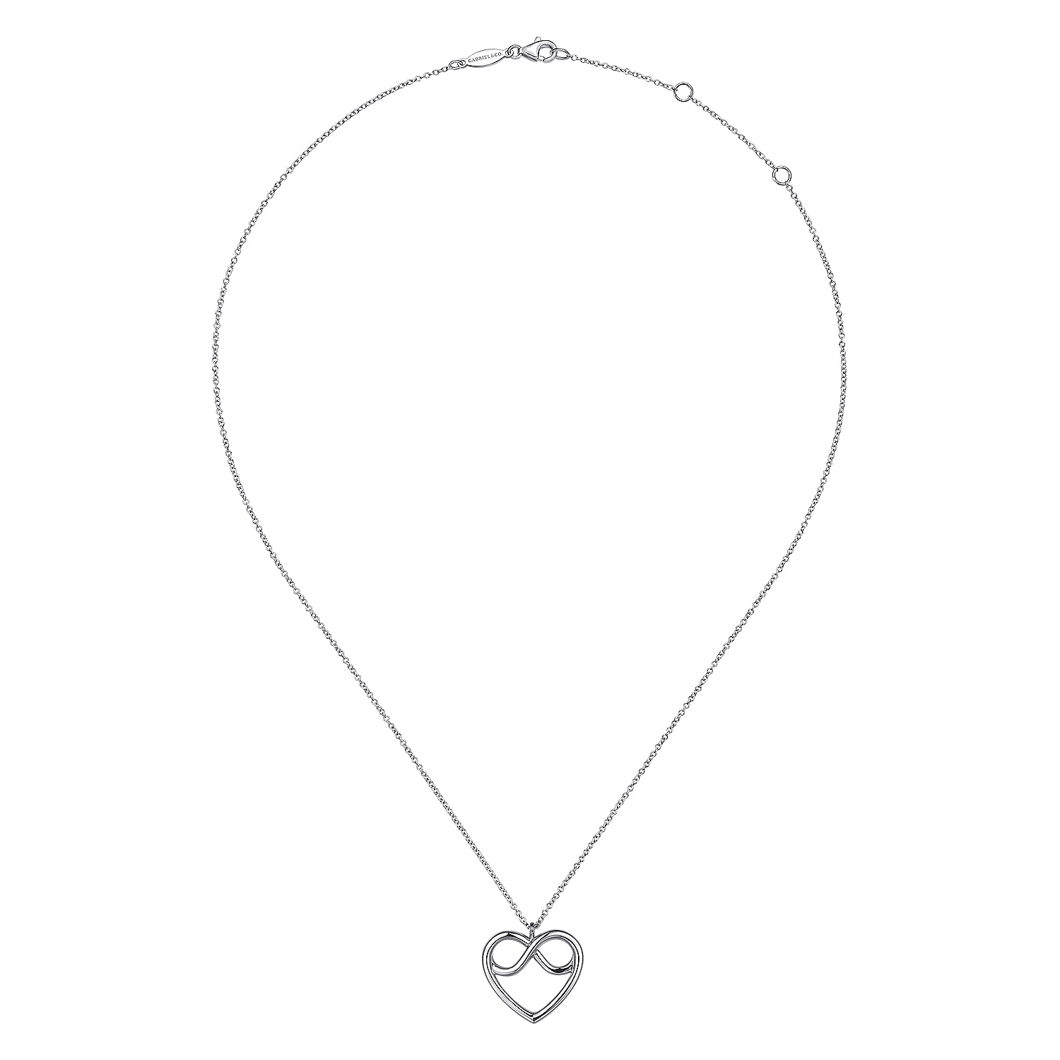 925 Sterling Silver Infinity Heart Pendant Necklace @ $110