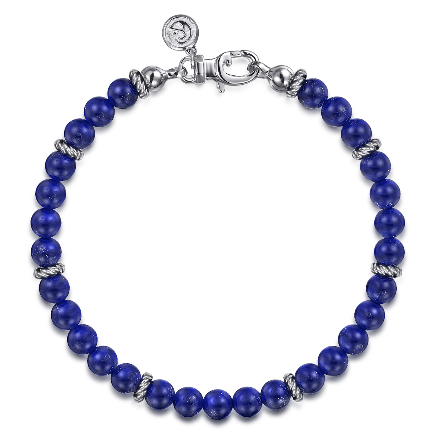 925 Sterling Silver Lapis Beaded Bracelet 6mm - Shot 1
