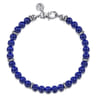 925 Sterling Silver Lapis Beaded Bracelet 6mm